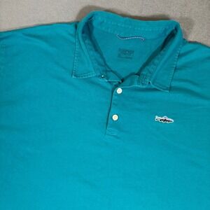 Patagonia Polo Mens XXL Teal with Salmon Logo Worn Wear 100% Organic Cotton